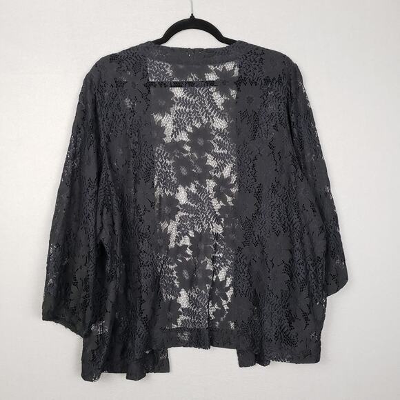 Maurices Plus Size 2X Open Front Lace Layering Top Black Shawl Whimsigoth Witchy - Picture 2 of 8